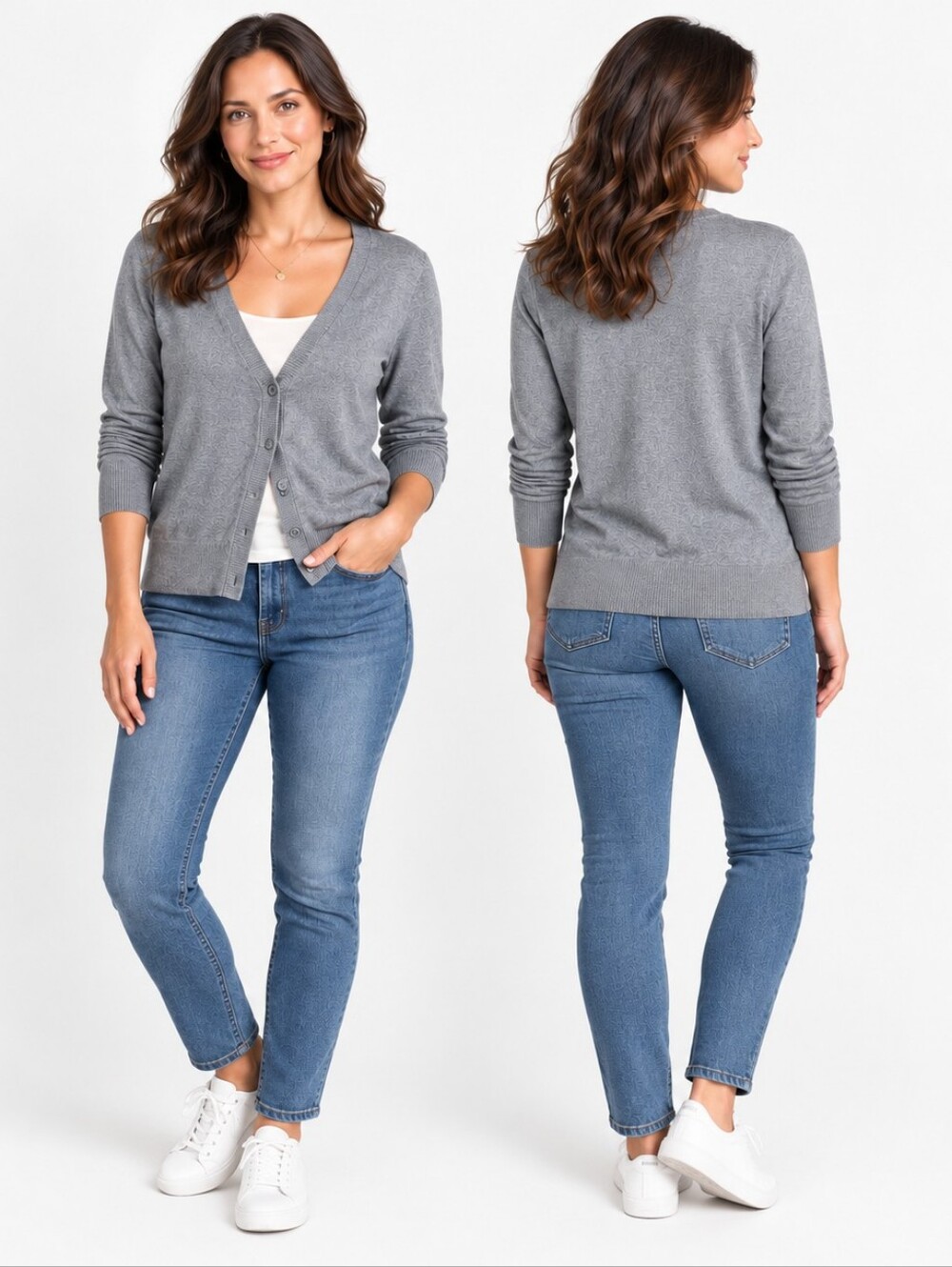 H&M Gray Cardigan Size L Minimalist Coastal Grandmother Clean Girl